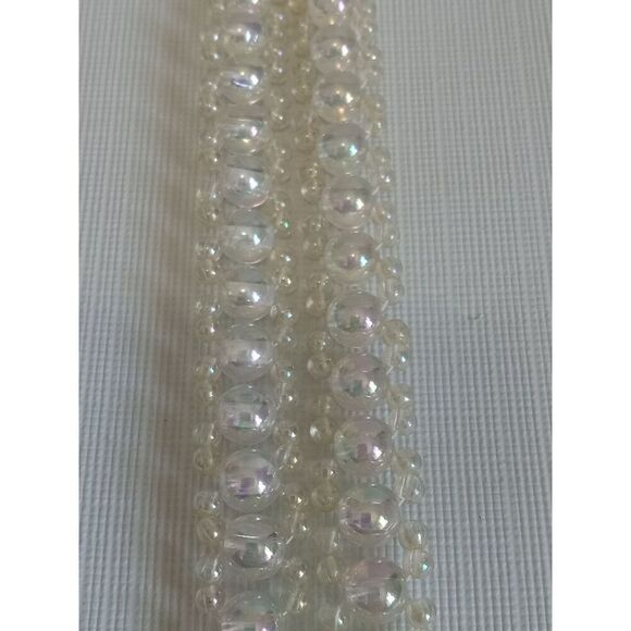 Iridescent Clear Acrylic Beaded Lightweight Tassel Pendant Statement Necklace - Picture 8 of 9